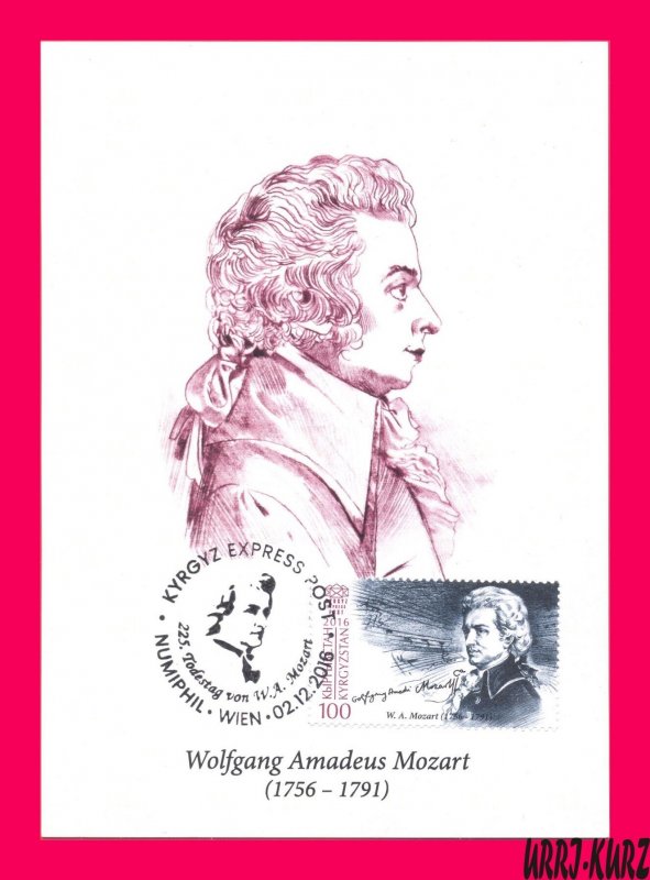 KYRGYZSTAN 2016 Famous People Music Musician Composer Mozart Maxicard Card