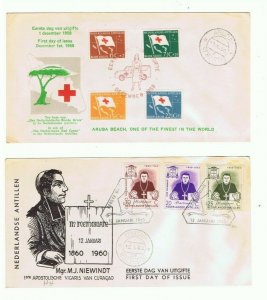 Netherlands Antilles FDC-1958 Red cross and 1960 Mgr. MJ Niewindt