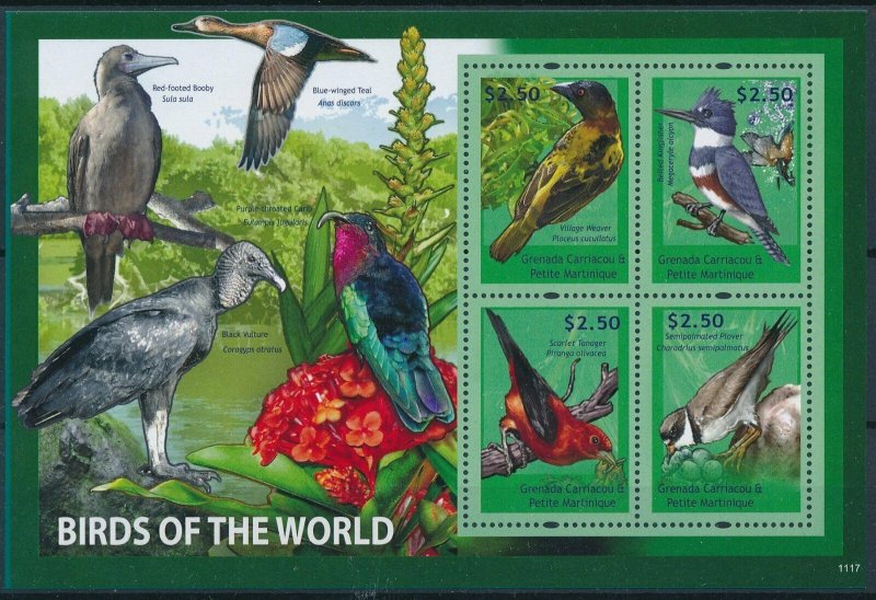 [108777] Carriacou, Petite Martinique 2011 Birds Kingfisher Teal Mini sheet MNH