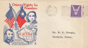 WWII PATRIOTIC - CHINA FIGHTS FOR FREEDOM - Poppenger cachet