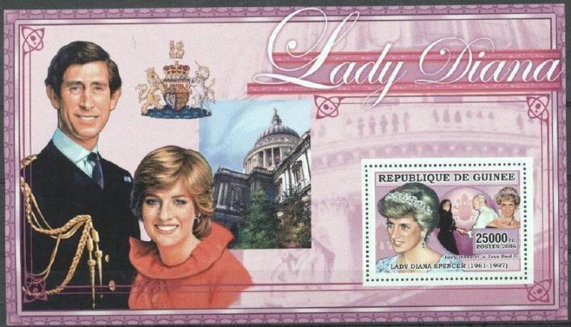 GUINEE GUINEA MNH LADY DIANA PRINCE CHARLES POPE JOHN PAUL