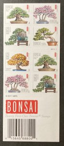 U.S. 2012 #4622b Booklet, Bonsai, MNH.
