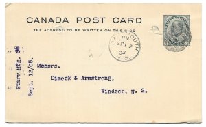 Dartmouth to Windsor, Nova Scotia, Canada 1905 Postal Card, Printed Cordage Co.