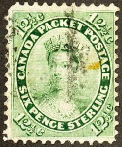 Canada Stamps # 18 Used VF Light Cancel Scott Value $150.00