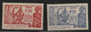 French Guiana Scott 169-170 MH*  1939 New York Expo set