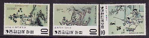 Korea-Sc#787-9- id7-Unused NH set-Art-Paintings-1971-