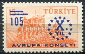 Turkey Sc#1440 MNH, 105k on 15k+5k org, European council 1v (1959)