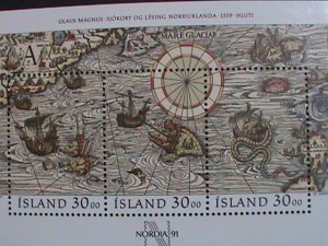 ICELAND-1989-SC#681 NODIA'91- STAMP SHOW- WORLD STAMP DAY MNH S/S-VERY FINE