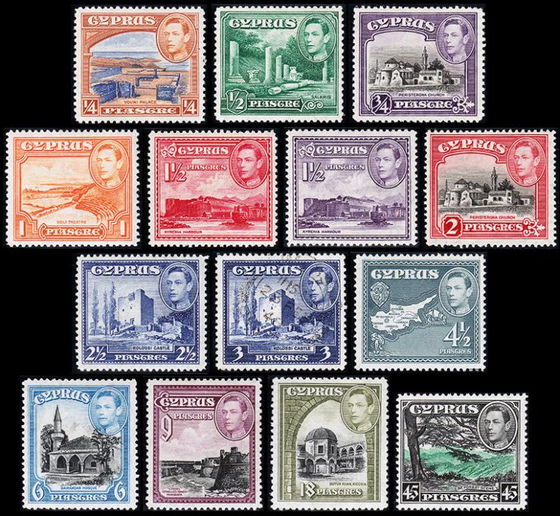 Cyprus Scott 143-153 (1938-44) Mint/Used NH/H F-VF, CV $138.80