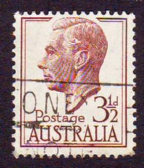 Australia 1951 Sc#236, SG#247 3-1/2d Brown KGVI Defin USED.