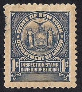 State New York 1 cent Inspection Stamp mint OG XF