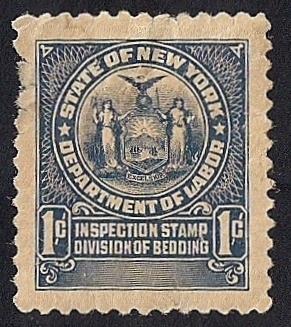 State New York 1 cent Inspection Stamp mint OG XF