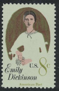 1971 Emily Dickinson Single 8c Postage Stamp, Sc# 1436, MNH, OG