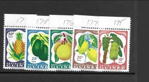 GUINEA Sc 175-79 NH issue of 1959 - FRUITS