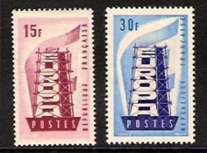 France #805-06 Europa , Coal & Steel 1956 NH Cat. $ 6.80