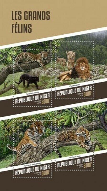 Niger - 2018 Big Cats on Stamps - 4 Stamp Sheet - NIG18114a 