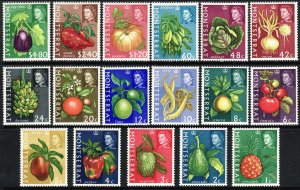 1965 Montserrat QE portrait Fruits full set of 17 MLMH Sc# 159 / 175 CV $29.35