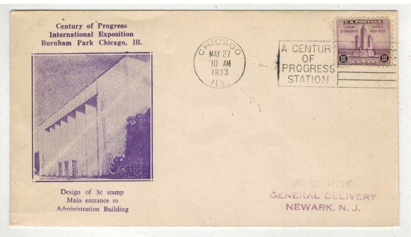 1933 CHICAGO WORLDS FAIR 729-59A ROESSLER SCARCE 5/27 OPENING DAY CANCEL