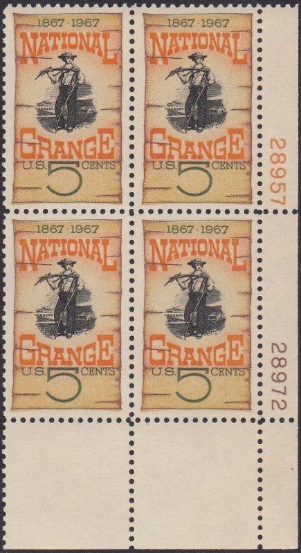 1323 National Grange Plate Block MNH