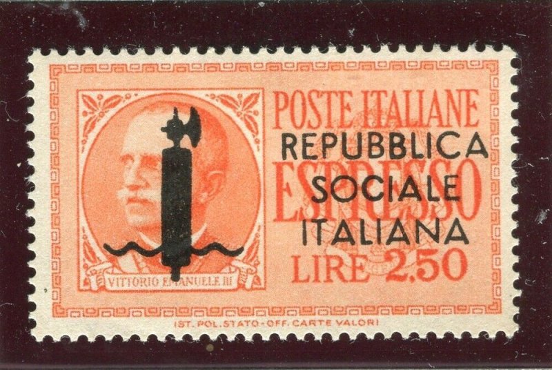 ITALY; 1944 early Repubblica Emblem Optd issue Mint hinged 2.50L Espresso