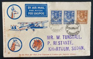 1932 Broken Hill Northern Rhodesia First Flight  Cover To Khartou Sudan 26 Flown