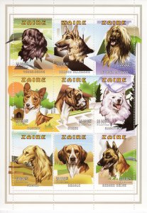 Zaire 1997 Mi#1294/1302A   Dogs of the World Sheetlet (9) Perforated MNH