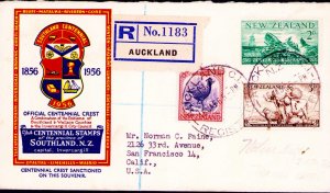 New Zealand Sc 313-315 1956 Southerland Set FDC Registered to USA