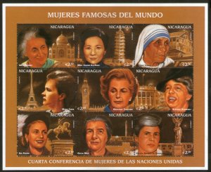 Nicaragua 1996 Mother Teresa Indira Gandhi Roosevelt Marie Curie Sc 2164 Sheetle