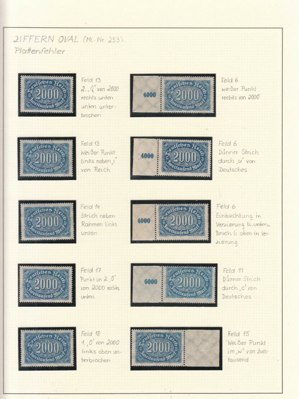 Germany - 1923 Oval 2000M specialized collection of varieties Mi# 253 - MNH