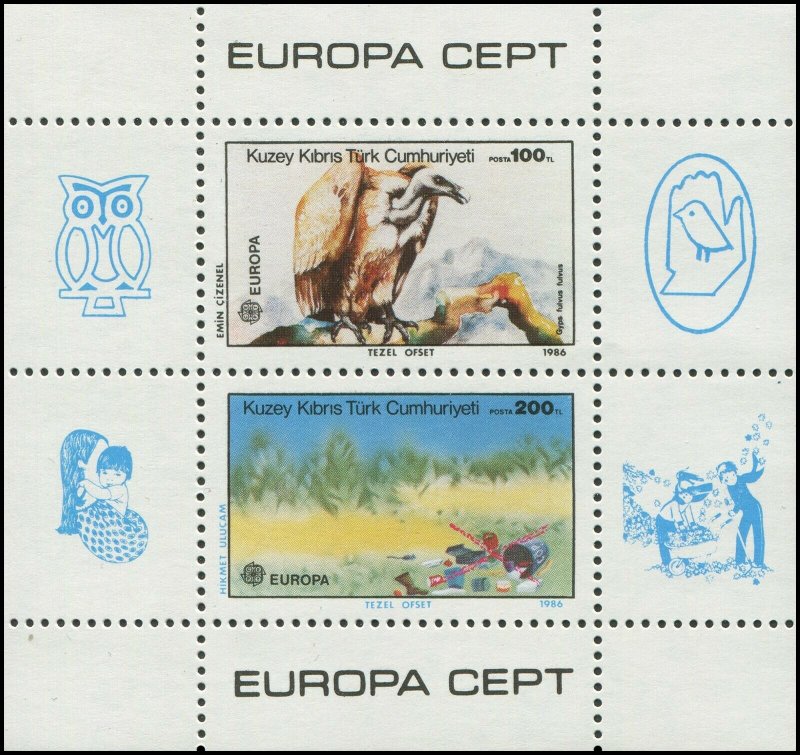 Turkish Republic of Northern Cyprus 1989 Sc 181 Birds Vultures CV $16