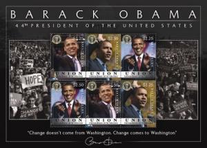 Union Island Grenadines - 2009 Barack Obama 44th President Stamp- s/h of 6