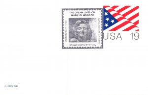 US POSTAL CARD SPECIAL PICTORIAL POSTMARK MARILYN MONROE THE DREAM LIVES ON 1993