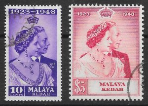 MALAYA KEDAH SG70/1 1948 SILVER WEDDING SET USED