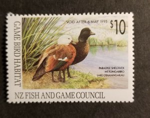 NEW ZEALAND 1994 FISH & GAME COUNCIL Mint MNH OG $10 HUNTING REVENUE Stamp Z-855