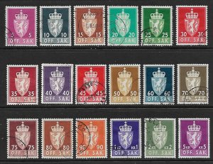 Norway # O65-O82 - Coat of Arms, cplt set - used......{Kbl16}