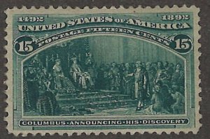 U.S. Scott# 238  1893 15c dk grn  Columbus Announcing His Discovery   mint-h ...