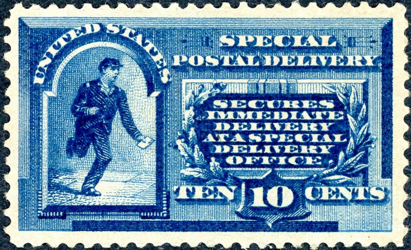 #E1 – 1885 Perf 12 10c blue.  Unused H OG XF