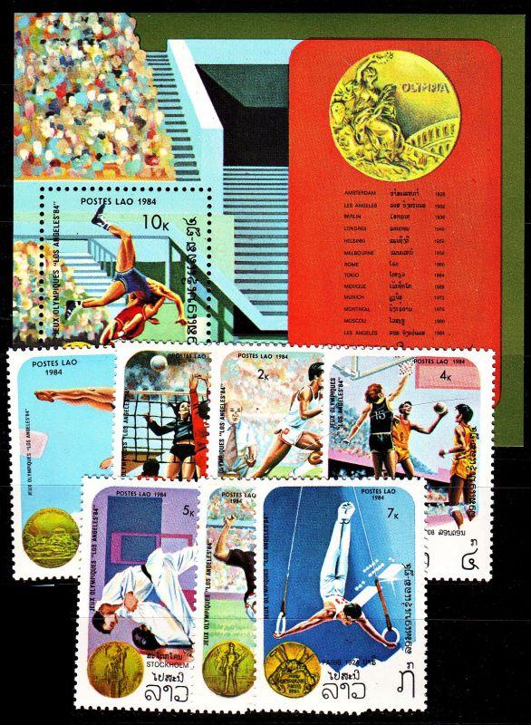 LAOS [1984] MiNr 0710-16 ( **/mnh ) Olympiade Satz + Block