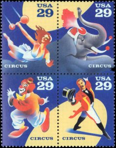 United States 1993 -  29c Circus   MNH Block  # 2753a