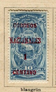 GUATEMALA; 1898 early classic surcharged issue fine Mint 1c. value