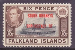 Falkland Is South Orkneys Scott 4L6 - SG C6, 1944 George VI 6d MH*