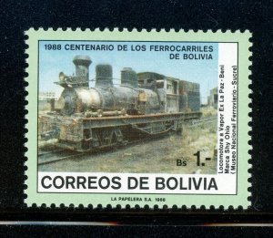 BOLIVIA 1988 SCOTT# 772 BOLIVIAN RAILWAYS, CENT MNH AS SHOWN