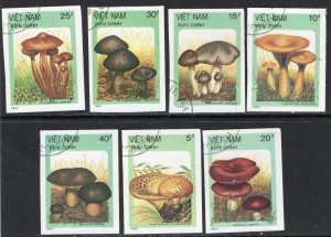 Thematic stamps VIETNAM 1987 FUNGI 1156/62 IMPERFORATE 7v used