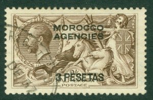 SG 142 Morocco Agencies 1914-26. 3p on 2/6 chocolate-brown. Very fine used...