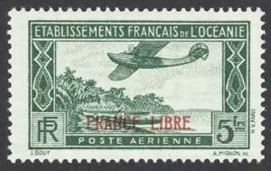 French Polynesia Sc# C2 MNH 1941 Air Post Overprint