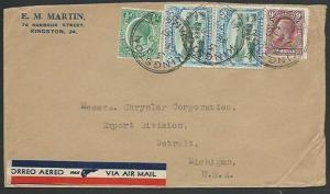 JAMAICA 1937 airmail cover to USA ........................................59442