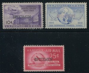 C42-C44 Airmail UPU Specimen Overprint Set of 3 Stamps BY2150