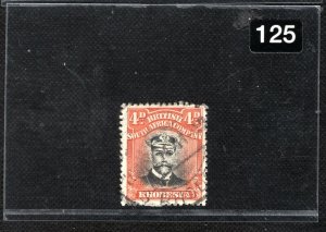 RHODESIA BSACo KGV Admiral SG.245 4d Perf 15 (Die II) Used Cat £275- BLACK125