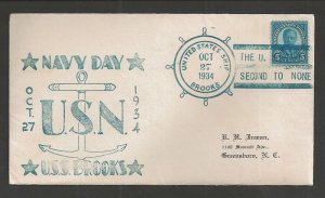 1934 USS Brooks Navy Day 'US Navy Second to None'