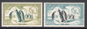 1956 TAAF - Airmail - Yvert No. 2/3 Fauna - MNH**